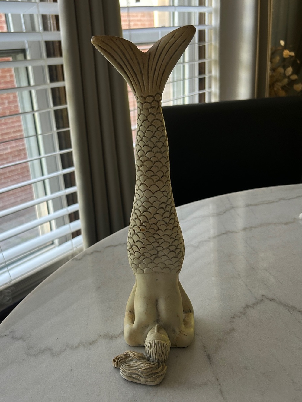 Ceramic Mermaid Tail Figurine in Cream